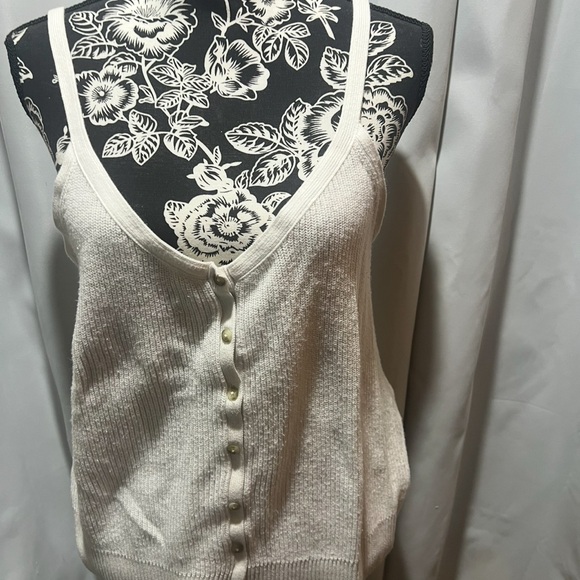 Abercrombie & Fitch Cream Ribbed Button Front Cami Tank Medium - Picture 2 of 5